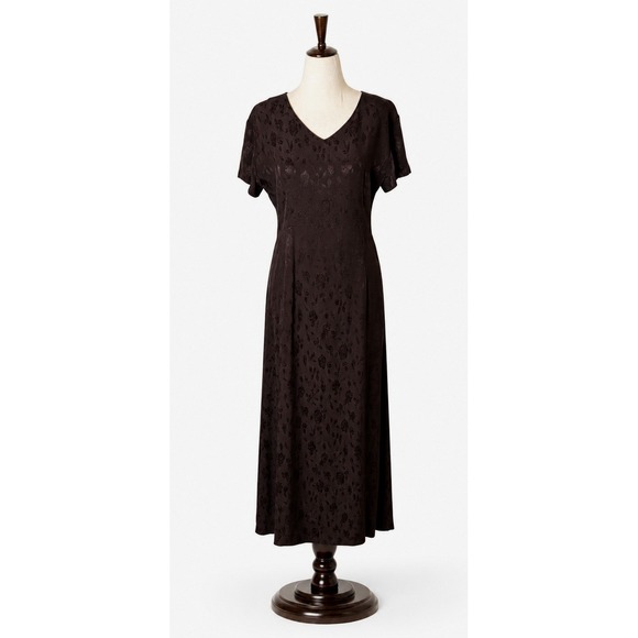 Laura Ashley Dresses & Skirts - Laura Ashley Vintage 90s Dress Women 8 Brown Floral Jacquard Maxi Cottagecore
